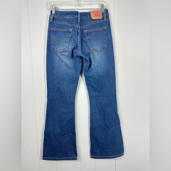 Vintage Levis Low Stretch 519 Blue Flare Jeans Size 1 Juniors Short Y2K - Picture 4 of 14